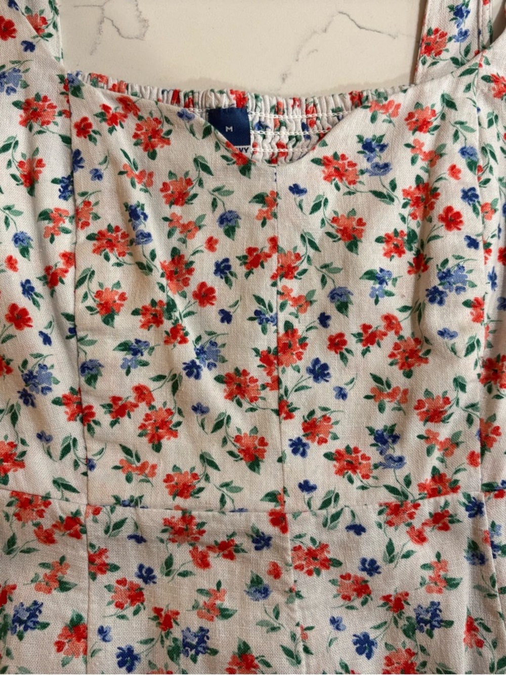 Old Navy Midi Dress with Red & Blue Floral Print - Picture 12 of 12